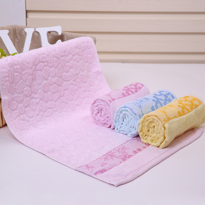 Bamboo fiber towel water absorption good wash face towel pure color  jacquard towel 