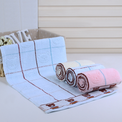 High-grade pure cotton towel large lattice bibulous face towel bear children towels