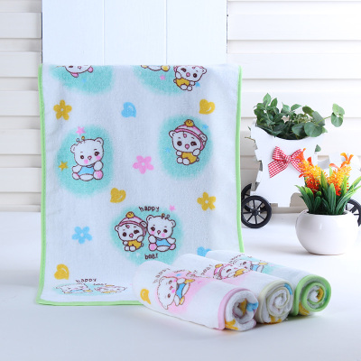 Printed package edge kitten children towels pure cotton cut pile child towel