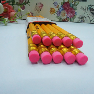 yellow basswood pencil with eraser student pencil