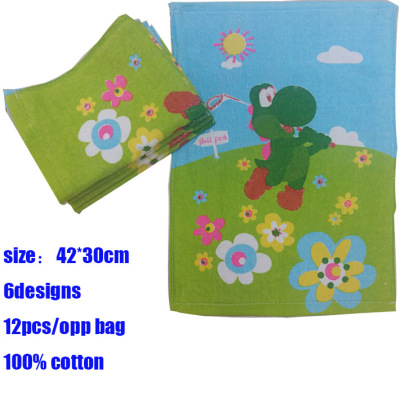 Factory direct sales cotton printed cartoon pattern hand towel cute pile children towel