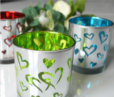 Valentine's Day Gift glass candle cups Heart-shaped pattern candleholder