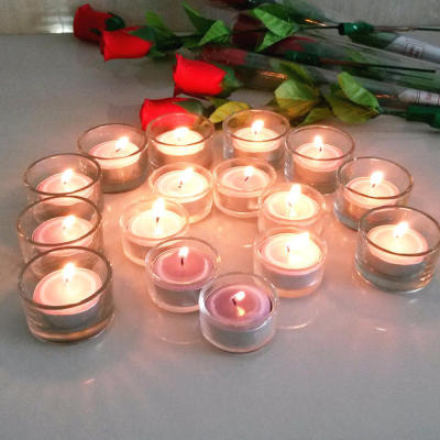 Small clear tealight glass candle holder 