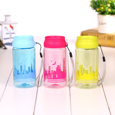 Cartoon silicone color rope with cup Sealed plastic transparent glass Can print logo