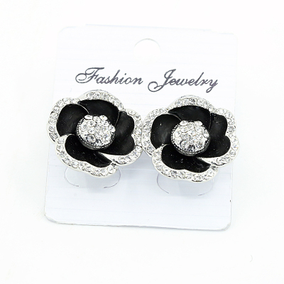 European style decorations alloy rhinestone inlaid rose oil drip fashion delicate earrings