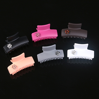 Korean headwear clip Plastic Rectangle Hair Pin plum blossom Rhinestones 6 colors frosted hair accessories