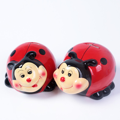 Ceramic ladybird shape money pot piggy bank house decorations gifts