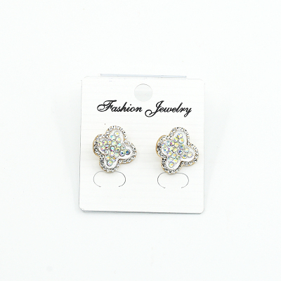 Women's new earrings rose gold rhinestone inlaid four-leaf clover shape earrings