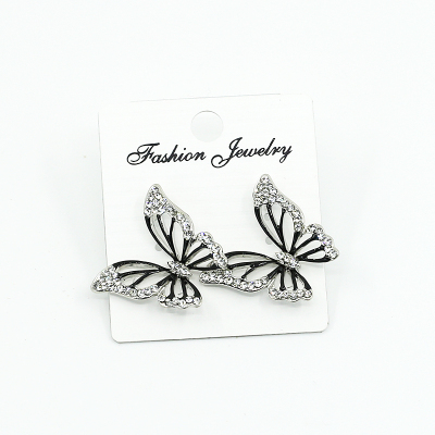 Elegant butterfly earrings women's rhinestone inlaid earrings allergy free earrings