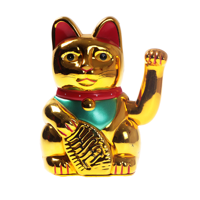 Gold shaking hands fortune cat opening plastic decorations house decoration crafts 