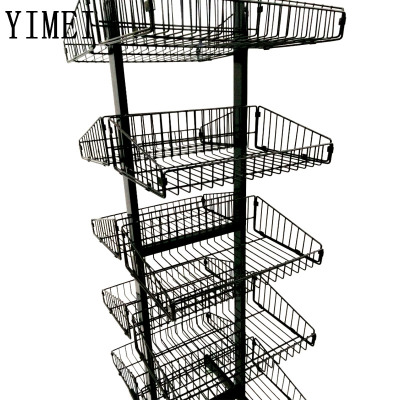 Double-side five-layer commodity shelf with wheel