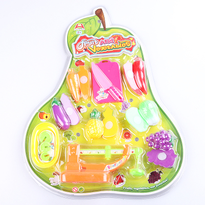 Blister card pack sectile fruits and tableware set toy children's play house toys with scales