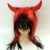 Halloween black and red long straight wig hair