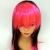 black and pink long straight wig party wig hair