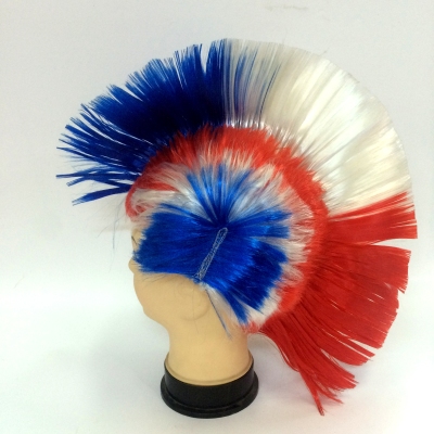 blue white red three colors national fan wigs hair