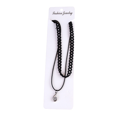 Double-layer rhinestone decoration necklaces women's short collarbone necklaces