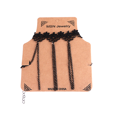Harajuku style black lace simple short collarbone necklaces