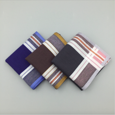 Men 100% cotton 43cm yarn-dyed satin stripe handkerchiefs in stock factory direct sale