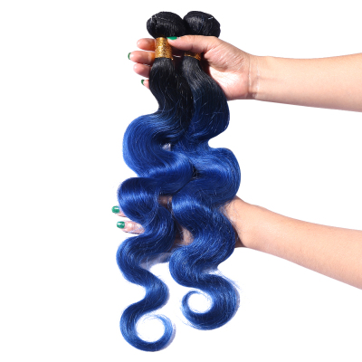 8 inch blue  Brazilian human hair bundles double weft non remy straight hair 