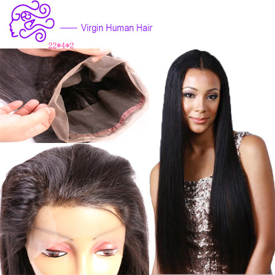 straight 360 Lace Frontal Closur Wave Brazilian  Frontal With Baby Hair 100% Remy Hair