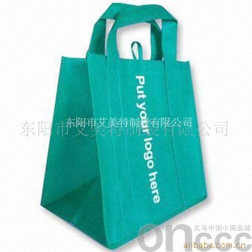 蓝色英文图案无纺布袋