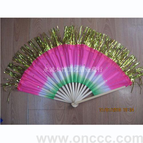 golden edge pink dance fan wholesale