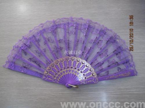 purple single-layer lace butterfly fan