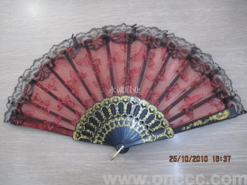 9-inch single-layer plastic lace cloth fan