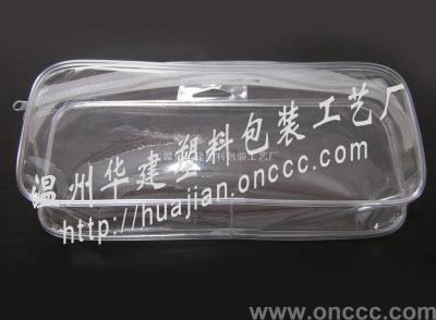Transparent PVC cosmetic bag.