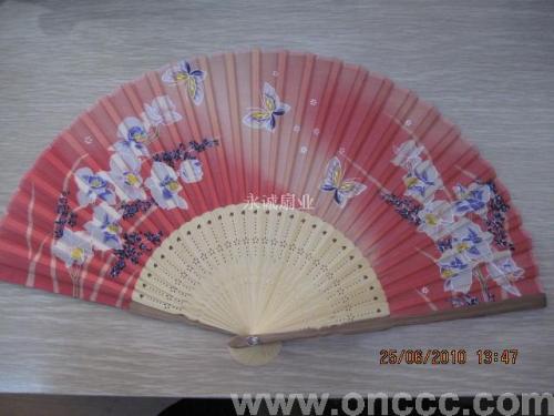 Red Bamboo Silk Fan