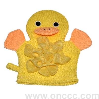 Yellow delicate terry cloth Yellow bath gloves
