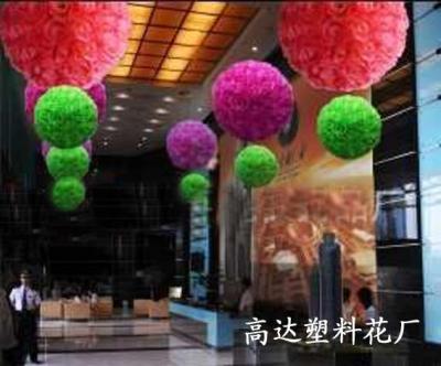 Simulation rose silk artificial flower bouquet wedding rose ball ball ball ball 40cm ball simulation flowered simulation of plastic lawn grass