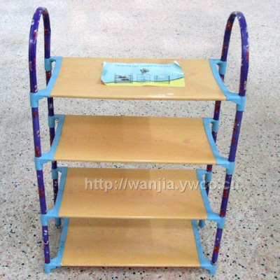 Paint Blue Iron Material Four-Tier Shoe Rack