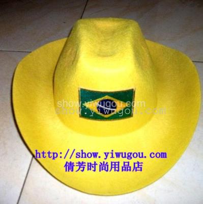 Brazil Hat,Yellow Hat,Flag Hat,Non-woven fabric cowboy hat