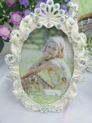 Oval hand painted Crystal inlaid classic photo frame house table