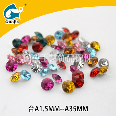 Imitation Taiwan acrylic point bottom round diamond filling bulk stone grain beads gem jewelry accessories