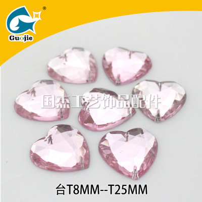 Imitation Taiwan acrylic drill heart - shaped double - hole fashion bags leather bags decorative heart carefully hand