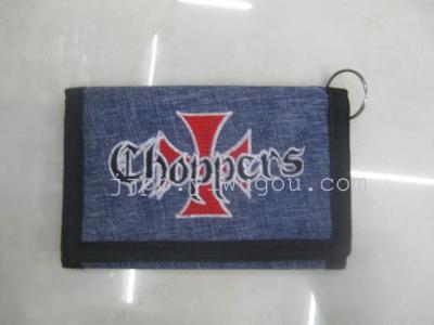 Embroidered wallet black waterproof PVC material production.