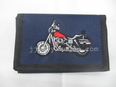Embroidered wallet black waterproof PVC material production.