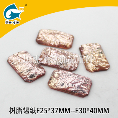 Resin tin paper rectangular double hole hair accessories accessories bride jewelry drill individual earrings accessories
