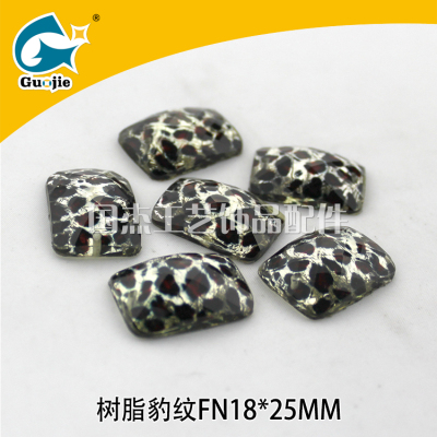 Resin Leopard FN13*18-20*30 rectangular hair accessories in Europe and exaggerated necklace rhinestones high heel boots
