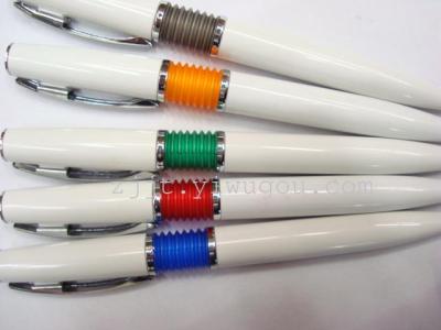 New white ballpoint metal pen hangs