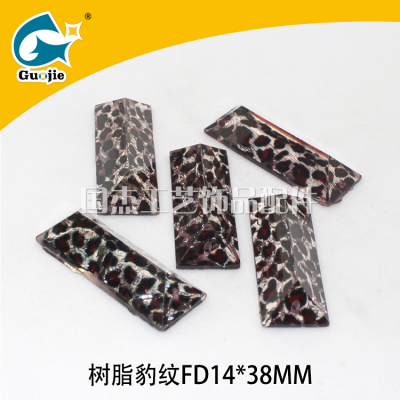 Rectangular diamond resin Leopard FV14*38 rectangular resin resin accessories pendant Chai pendant triangle scarf
