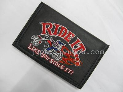 Embroidered wallet 600D black waterproof material production.