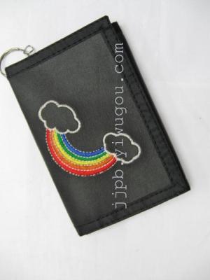 Embroidered wallet 600D black waterproof material production.