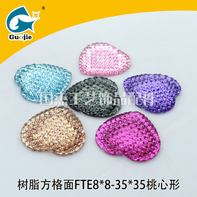 Resin peach heart grid resin drill paste bride crown high - end jewelry brand jewelry accessories