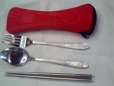 Stainless steel tableware gift tableware environmental tableware tableware three - piece chopsticks fork spoon bag suit