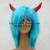 Ox horn long wig Halloween wig Festival wig blue hair