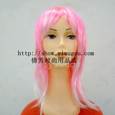 Long straight hair,Two-color wig,Party wig,pink wigs