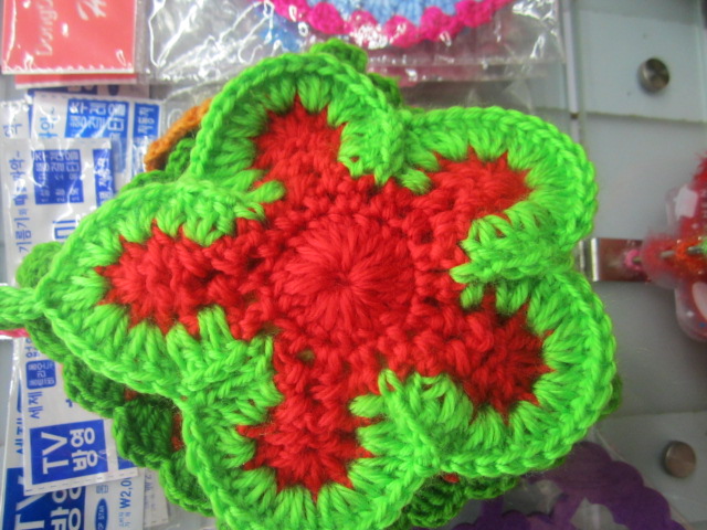 毛线花状餐垫  韩式洗碗巾   不沾油